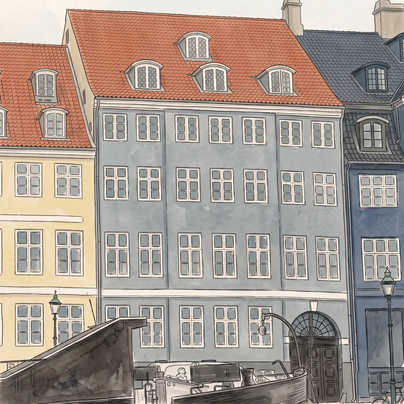 Watercolour drawing of Gorm's in Nyhavn